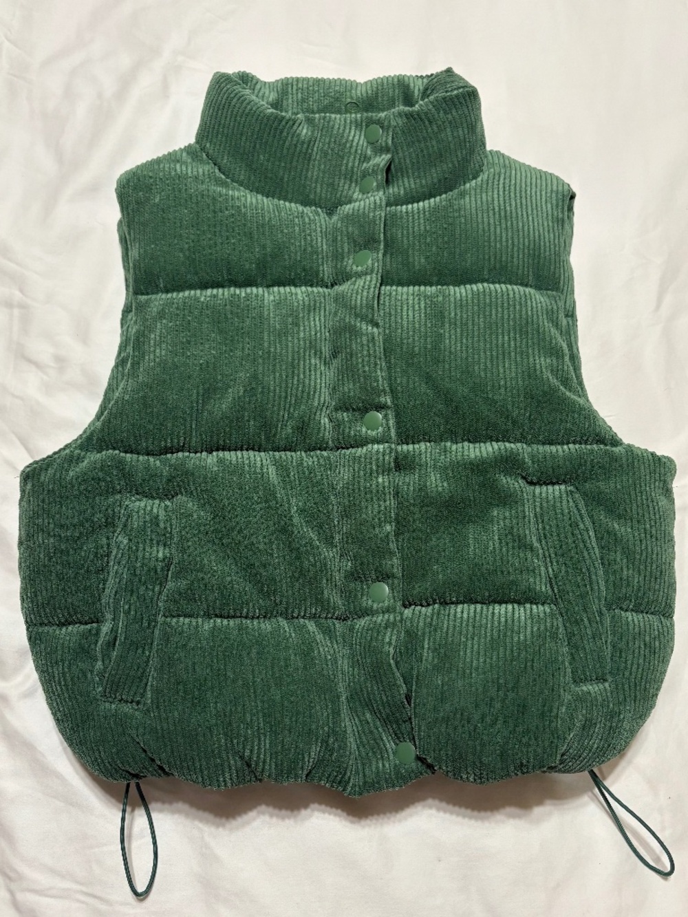 Love Tree Emerald Green Corduroy Puffer Vest